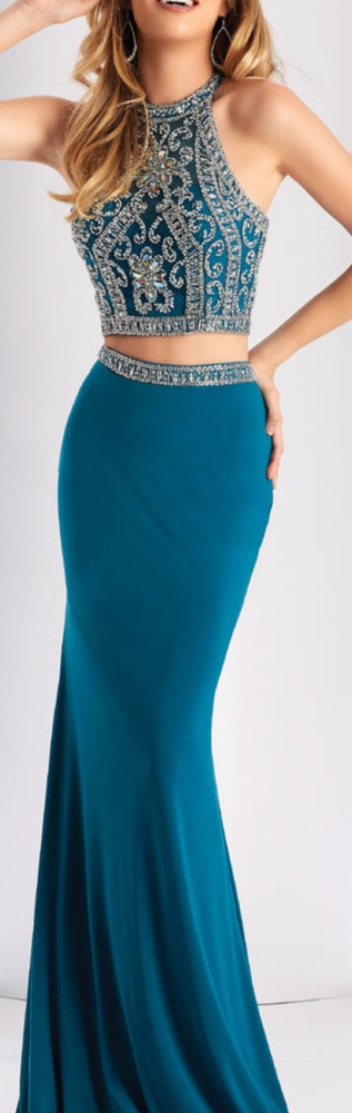 Teal 2 piece jersey size 8